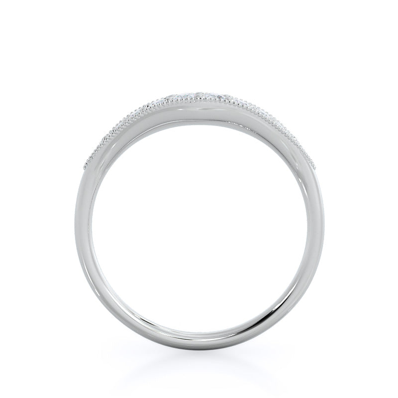 Heirloom Milgrain Diamond Wedding Band with Platinum Cut Diamond in 14KT Platinum view 2
