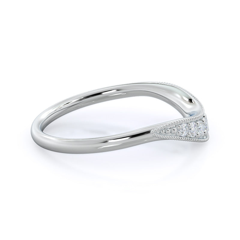 Heirloom Milgrain Diamond Wedding Band with Platinum Cut Diamond in 14KT Platinum view 4
