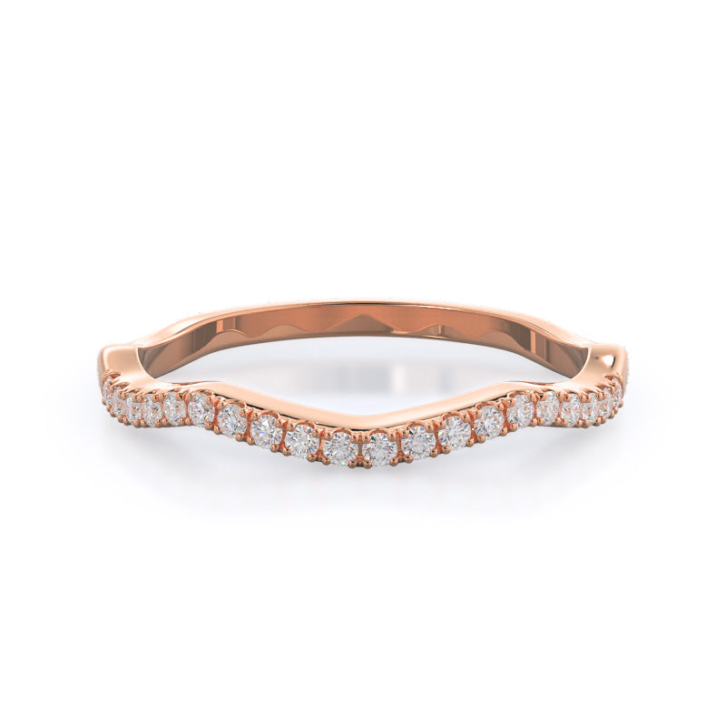 Vine Diamond Wedding Band with 18KT Rose Gold Cut Diamond in 14KT Rose Gold view 1
