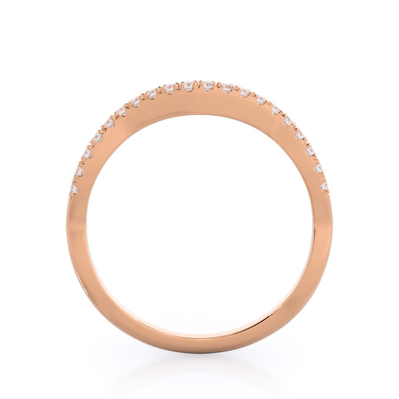 Vine Diamond Wedding Band with 18KT Rose Gold Cut Diamond in 14KT Rose Gold view 2

