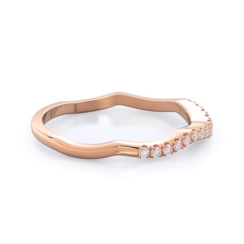 Vine Diamond Wedding Band with 18KT Rose Gold Cut Diamond in 14KT Rose Gold view 4
