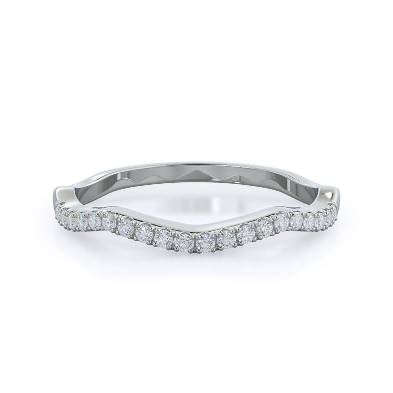 Vine Diamond Wedding Band with Platinum Cut Diamond in 14KT Platinum view 1
