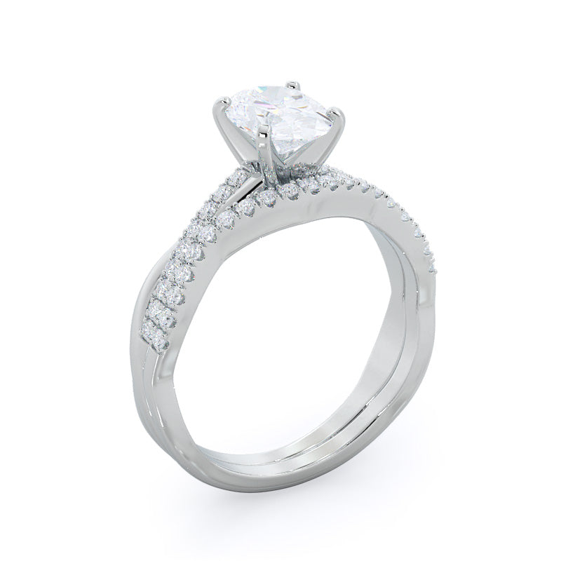Vine Diamond Wedding Band with Platinum Cut Diamond in 14KT Platinum view 3
