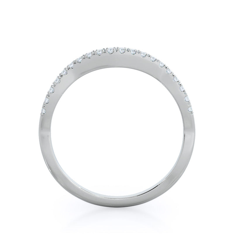 Vine Diamond Wedding Band with Platinum Cut Diamond in 14KT Platinum view 2

