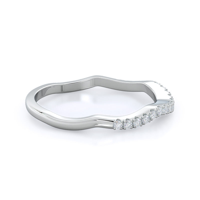 Vine Diamond Wedding Band with Platinum Cut Diamond in 14KT Platinum view 4
