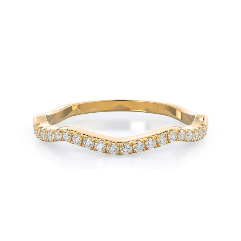 Vine Diamond Wedding Band with 18KT Yellow Gold Cut Diamond in 14KT Yellow Gold view 1
