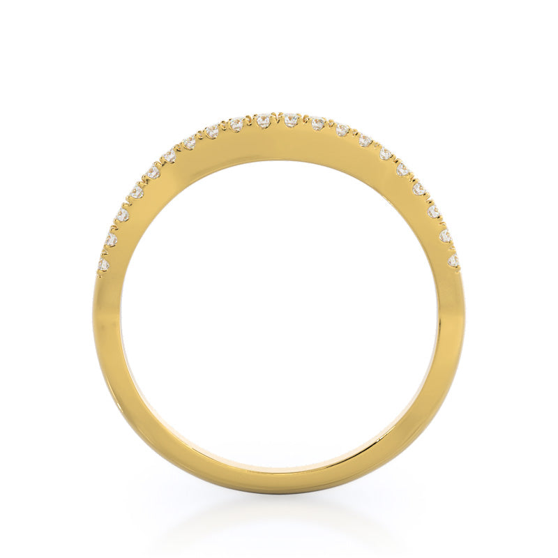 Vine Diamond Wedding Band with 18KT Yellow Gold Cut Diamond in 14KT Yellow Gold view 2
