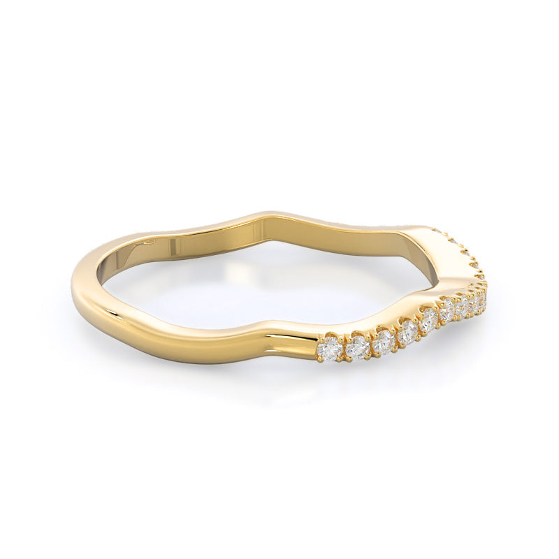 Vine Diamond Wedding Band with 18KT Yellow Gold Cut Diamond in 14KT Yellow Gold view 4
