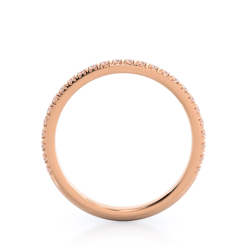 French Set Diamond Basket Wedding Band with 18KT Rose Gold Cut Diamond in 14KT Rose Gold view 2
