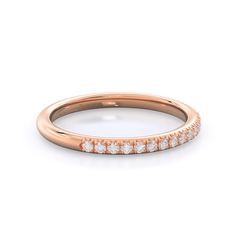 French Set Diamond Basket Wedding Band with 18KT Rose Gold Cut Diamond in 14KT Rose Gold view 4
