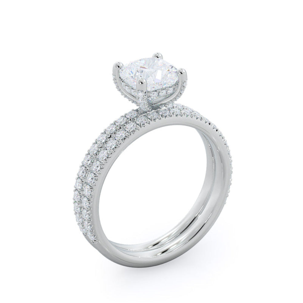 French Set Diamond Basket Engagement Ring with Oval Cut Diamond in 14KT Rose Gold view 5
