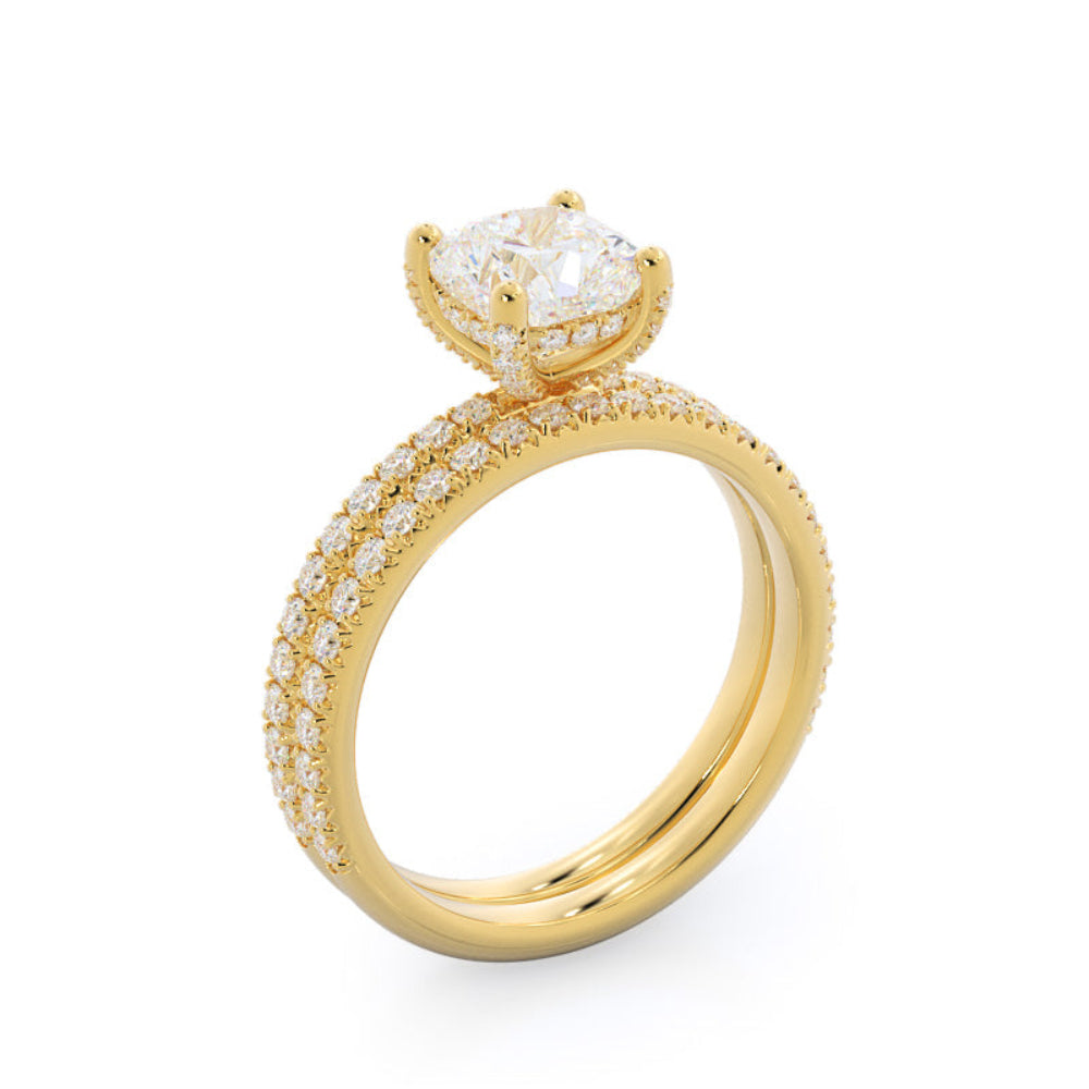 French Set Diamond Basket Engagement Ring with Oval Cut Diamond in 14KT Rose Gold view 6
