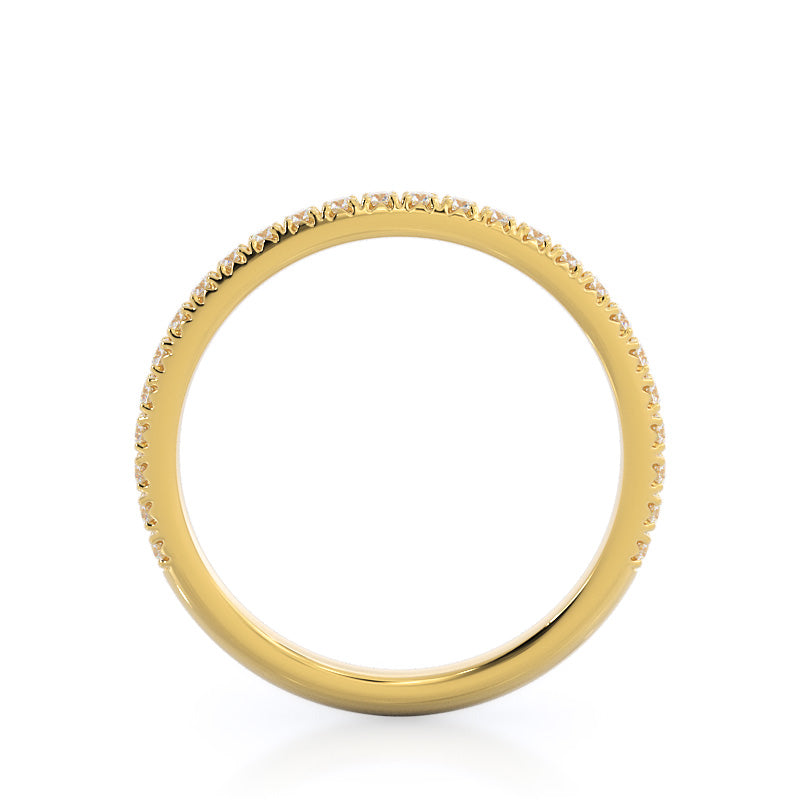 French Set Diamond Basket Wedding Band with 18KT Yellow Gold Cut Diamond in 14KT Yellow Gold view 2
