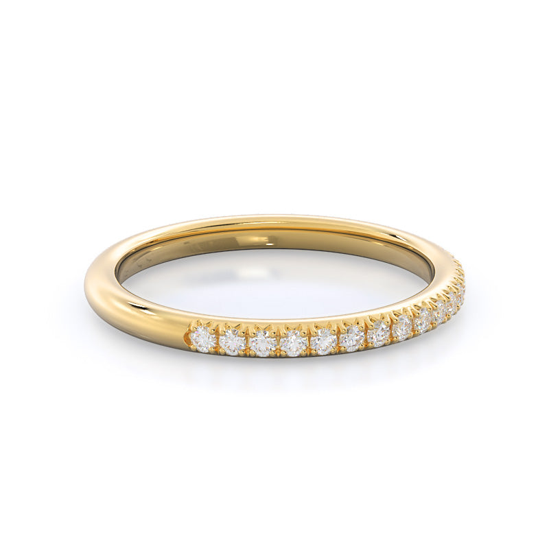 French Set Diamond Basket Wedding Band with 18KT Yellow Gold Cut Diamond in 14KT Yellow Gold view 4
