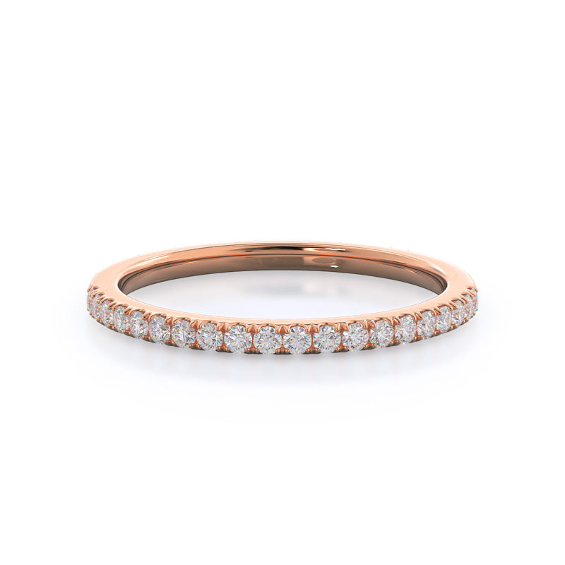 Classic Pave Diamond Wedding Band with 18KT Rose Gold Cut Diamond in 14KT Rose Gold view 1
