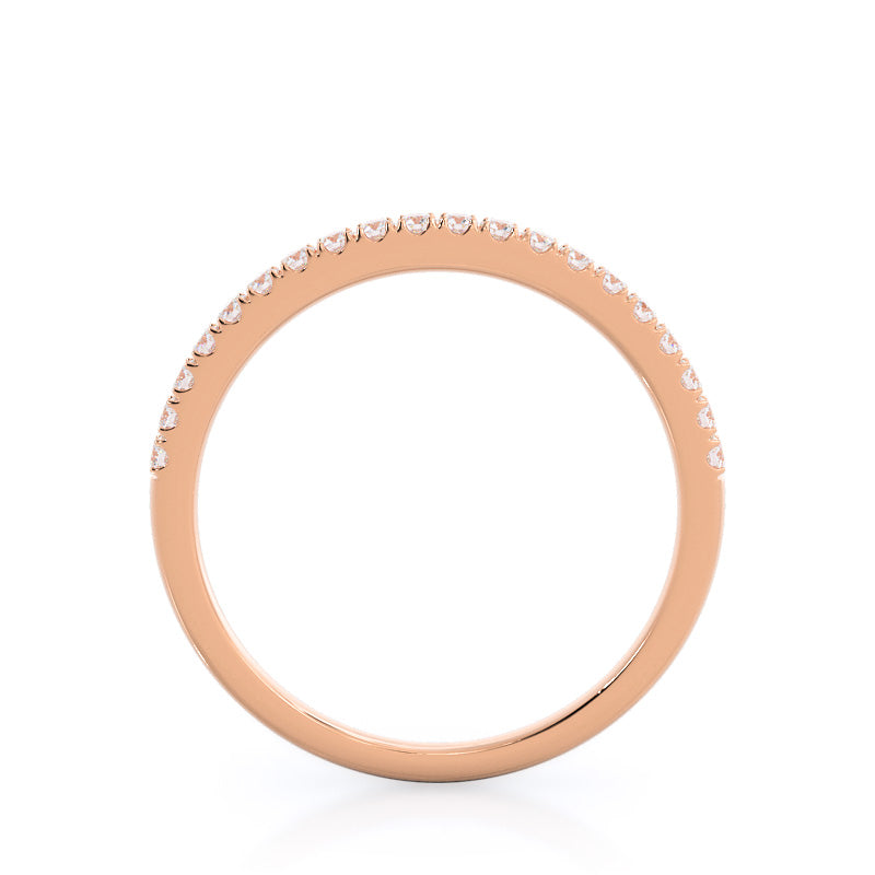 Classic Pave Diamond Wedding Band with 18KT Rose Gold Cut Diamond in 14KT Rose Gold view 2
