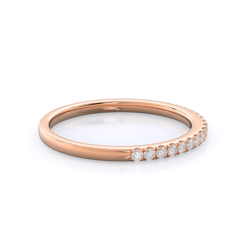 Classic Pave Diamond Wedding Band with 18KT Rose Gold Cut Diamond in 14KT Rose Gold view 4
