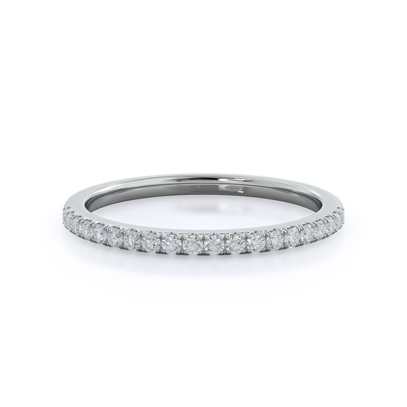 Classic Pave Diamond Wedding Band with Platinum Cut Diamond in 14KT Platinum view 1
