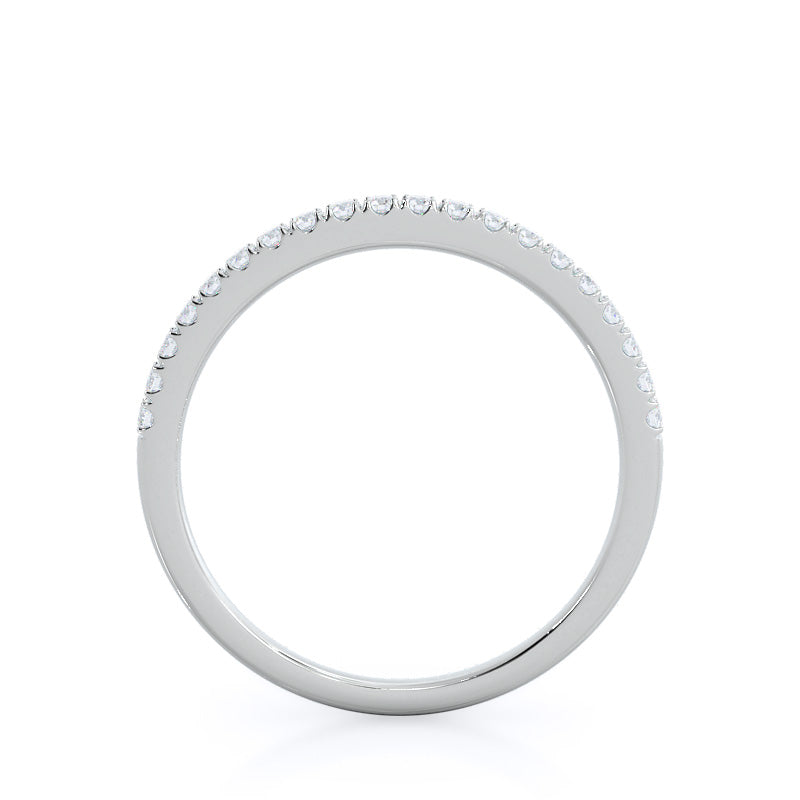 Classic Pave Diamond Wedding Band with Platinum Cut Diamond in 14KT Platinum view 2
