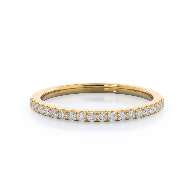 Classic Pave Diamond Wedding Band with 18KT Yellow Gold Cut Diamond in 14KT Yellow Gold view 1
