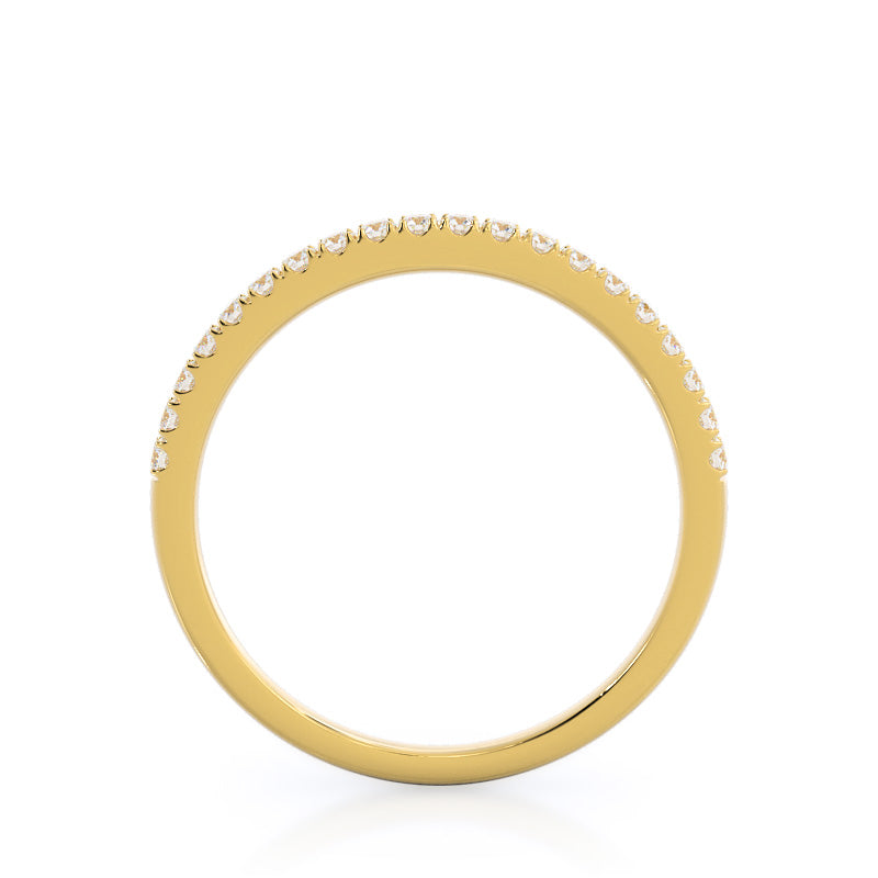 Classic Pave Diamond Wedding Band with 18KT Yellow Gold Cut Diamond in 14KT Yellow Gold view 2
