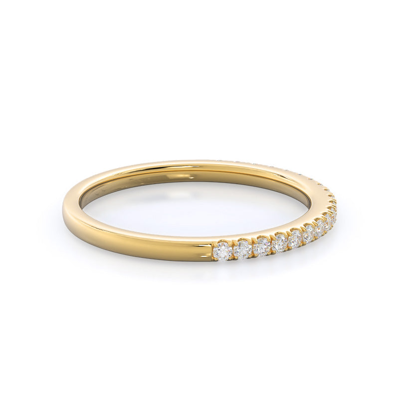 Classic Pave Diamond Wedding Band with 18KT Yellow Gold Cut Diamond in 14KT Yellow Gold view 4
