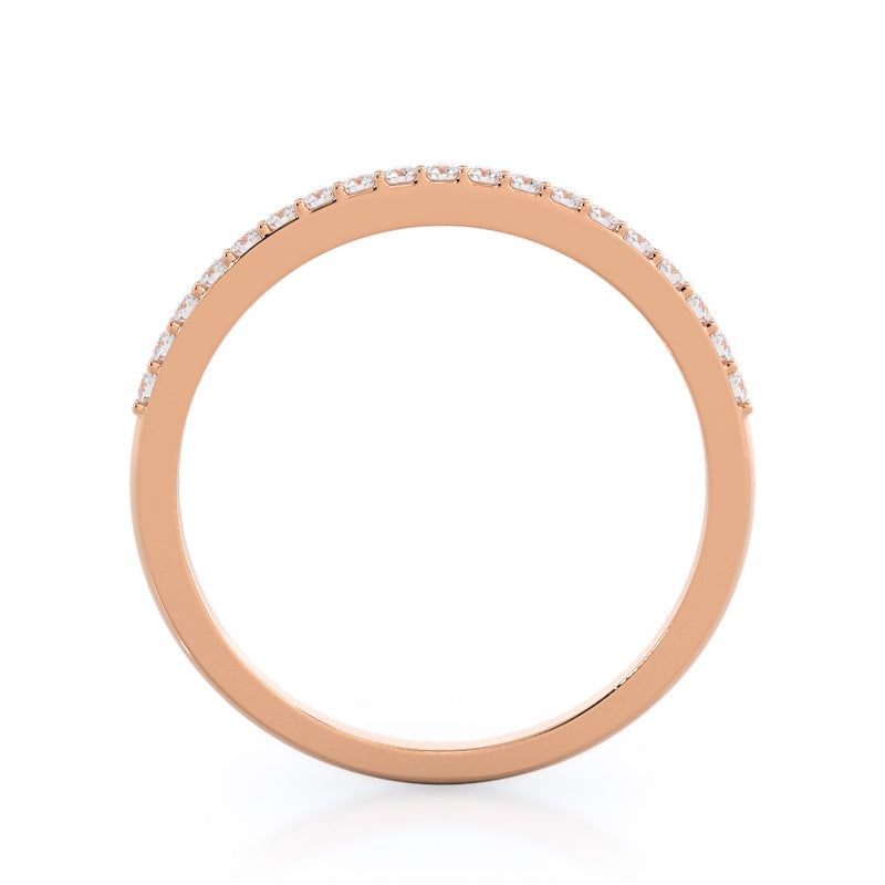 East West Pave Diamond Wedding Band with 18KT Rose Gold Cut Diamond in 14KT Rose Gold view 2
