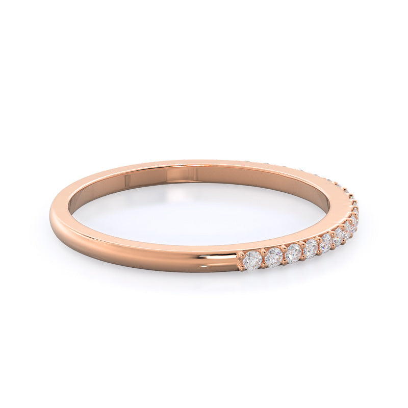 East West Pave Diamond Wedding Band with 18KT Rose Gold Cut Diamond in 14KT Rose Gold view 4
