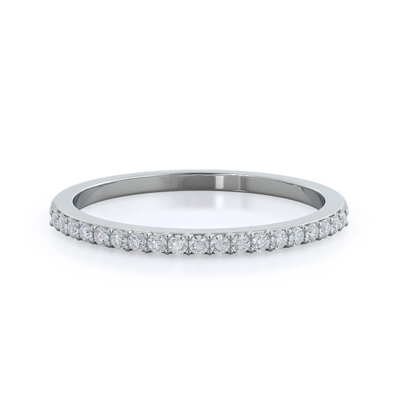East West Pave Diamond Wedding Band with Platinum Cut Diamond in 14KT Platinum view 1
