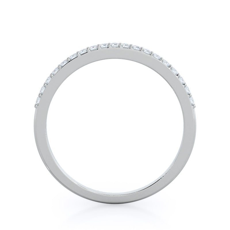 East West Pave Diamond Wedding Band with Platinum Cut Diamond in 14KT Platinum view 2
