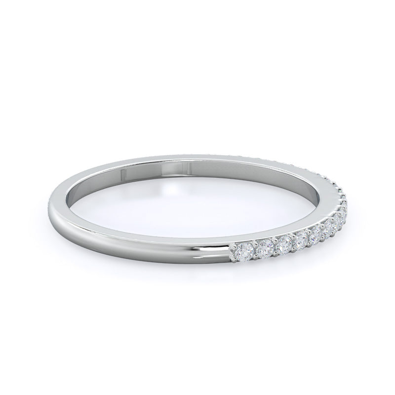 East West Pave Diamond Wedding Band with Platinum Cut Diamond in 14KT Platinum view 4
