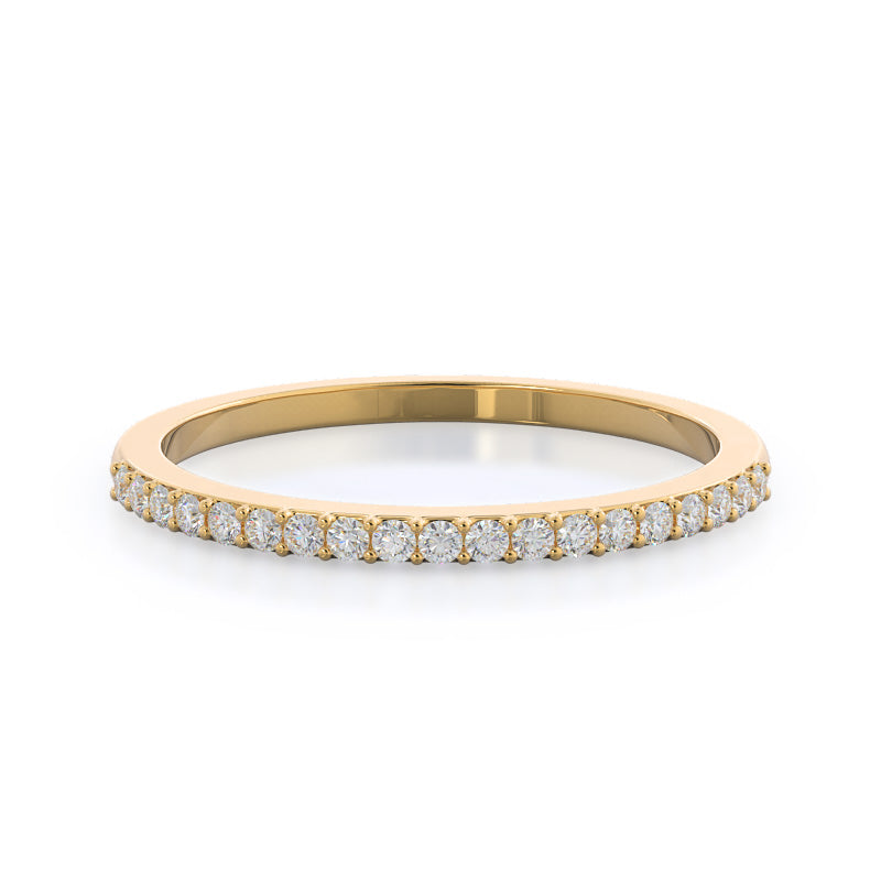 East West Pave Diamond Wedding Band with 18KT Yellow Gold Cut Diamond in 14KT Yellow Gold view 1
