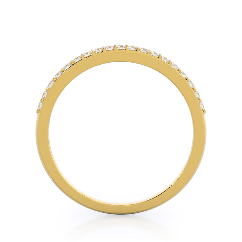 East West Pave Diamond Wedding Band with 18KT Yellow Gold Cut Diamond in 14KT Yellow Gold view 2
