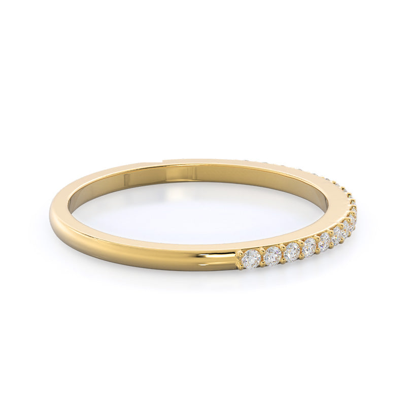 East West Pave Diamond Wedding Band with 18KT Yellow Gold Cut Diamond in 14KT Yellow Gold view 4
