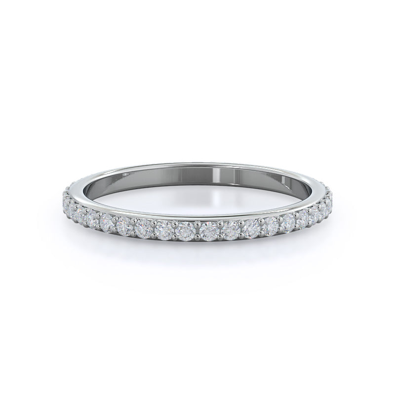Diamond Pave Wedding Band with Platinum Cut Diamond in 14KT Platinum view 1
