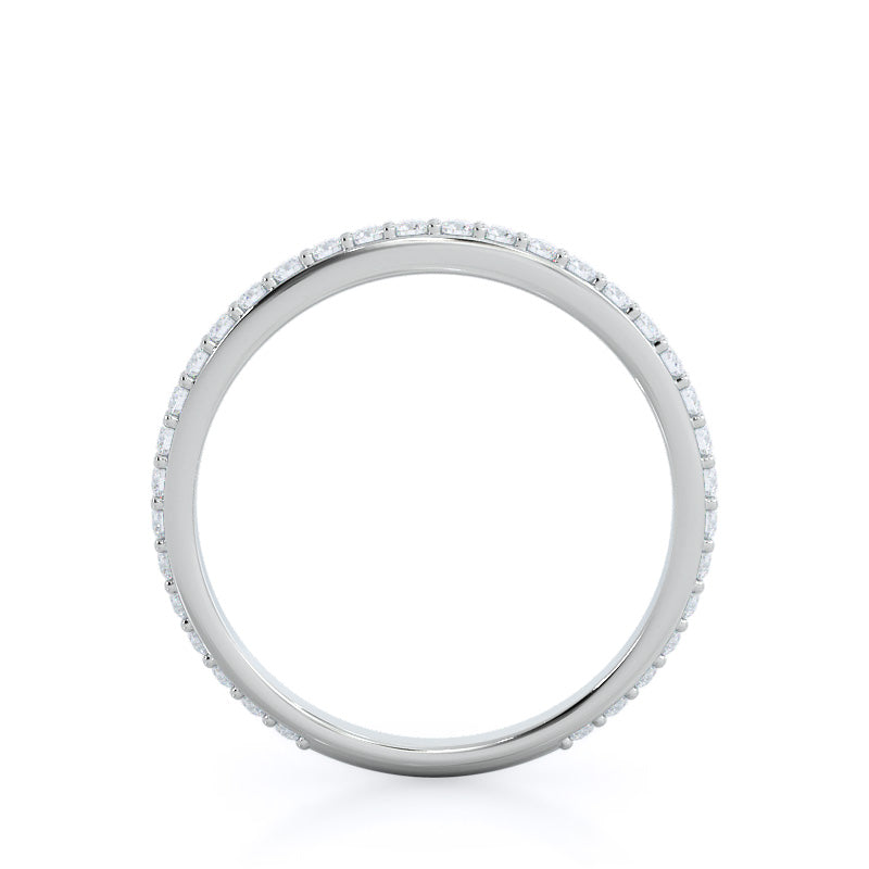 Diamond Pave Wedding Band with Platinum Cut Diamond in 14KT Platinum view 2
