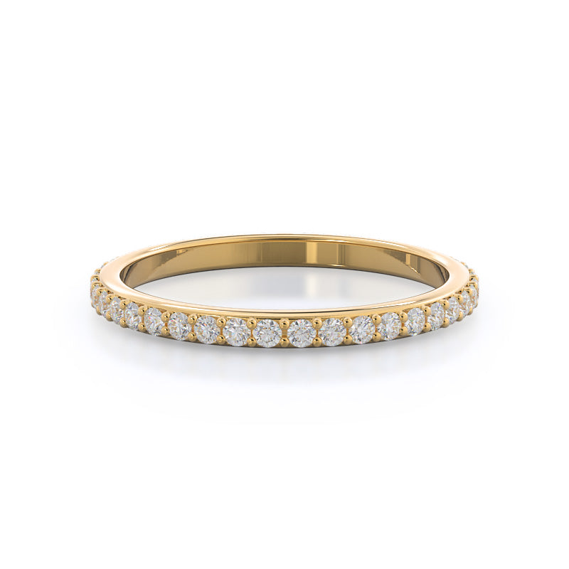 Diamond Pave Wedding Band with 18KT Yellow Gold Cut Diamond in 14KT Yellow Gold view 1
