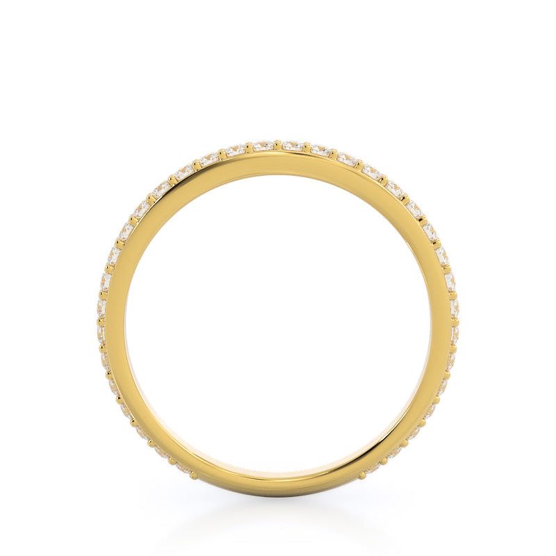 Diamond Pave Wedding Band with 18KT Yellow Gold Cut Diamond in 14KT Yellow Gold view 2

