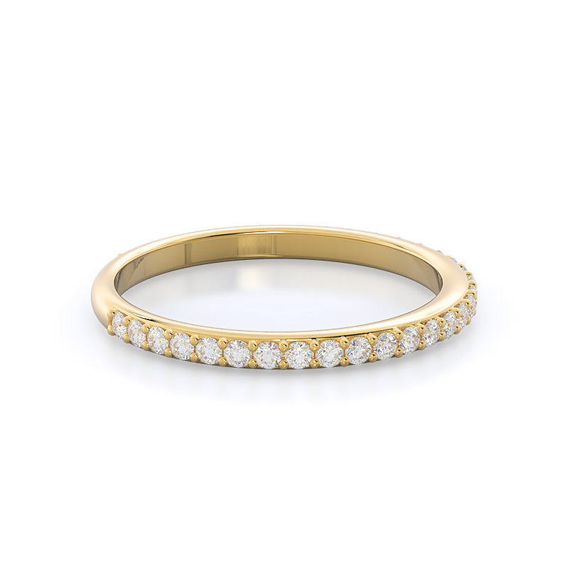 Diamond Pave Wedding Band with 18KT Yellow Gold Cut Diamond in 14KT Yellow Gold view 4
