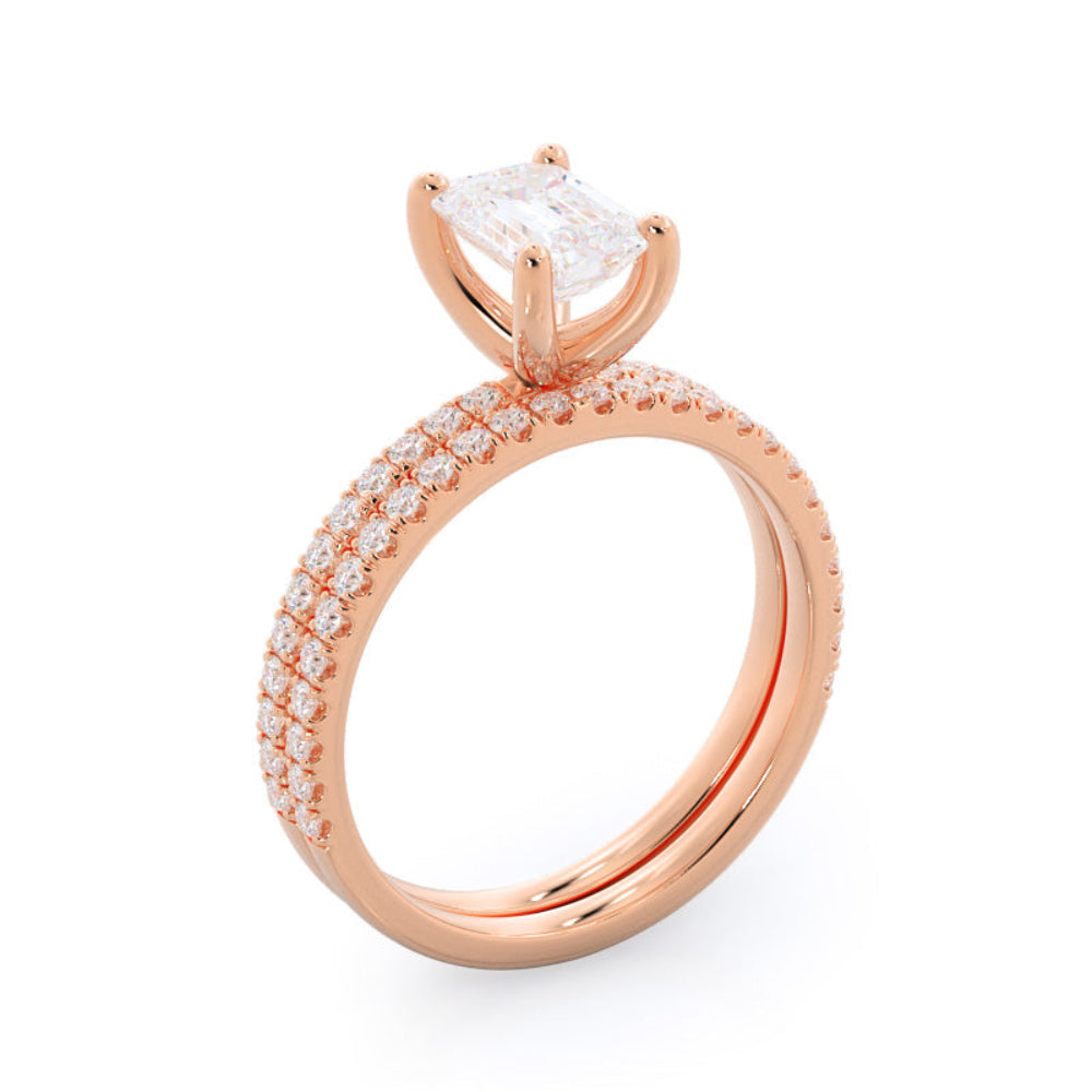 Petite Micro Pave Diamond Engagement Ring with Oval Cut Diamond in 14KT Rose Gold view 7
