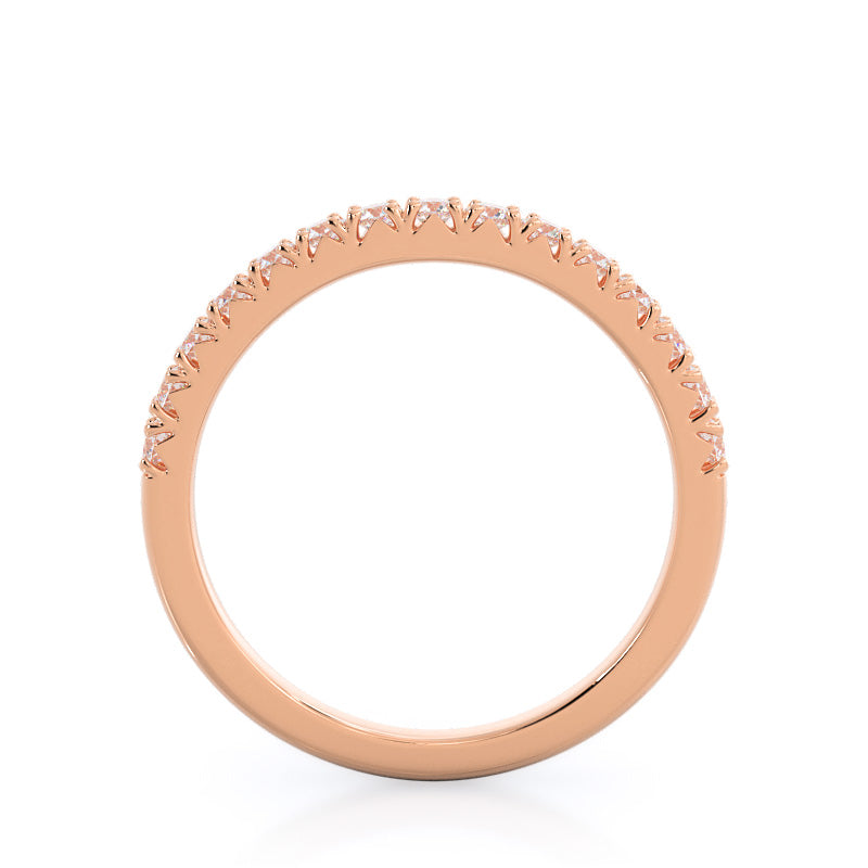 French Basket Pave Diamond Wedding Band with 18KT Rose Gold Cut Diamond in 14KT Rose Gold view 2
