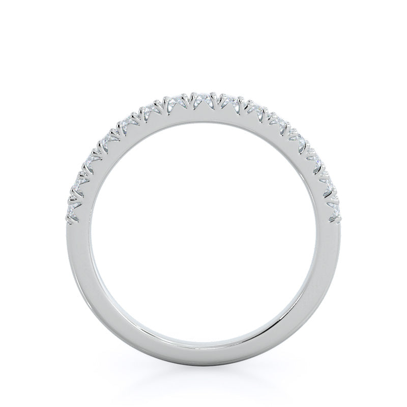 French Basket Pave Diamond Wedding Band with Platinum Cut Diamond in 14KT Platinum view 2

