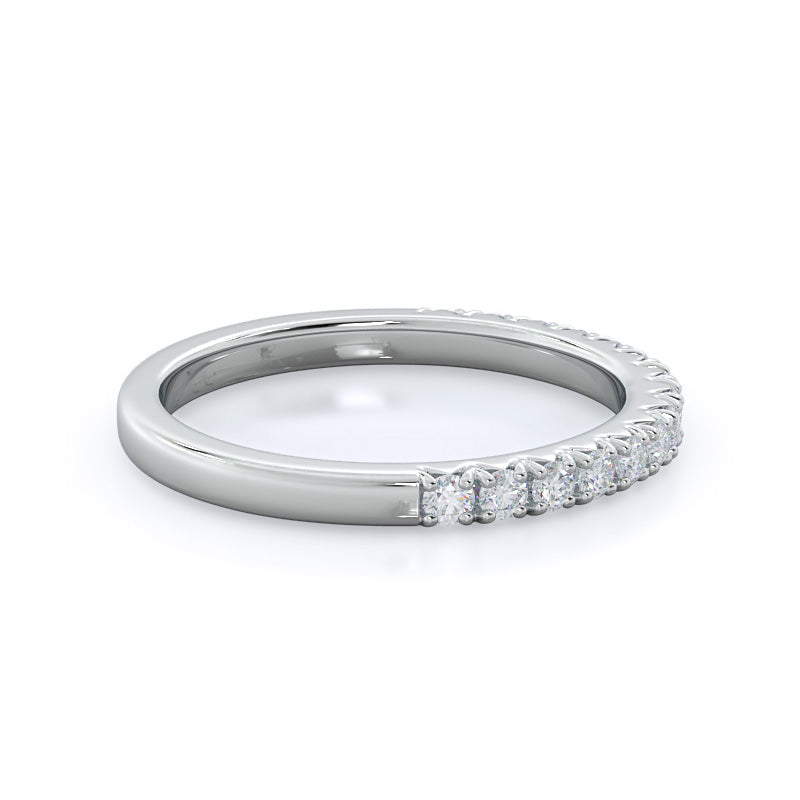 French Basket Pave Diamond Wedding Band with Platinum Cut Diamond in 14KT Platinum view 4
