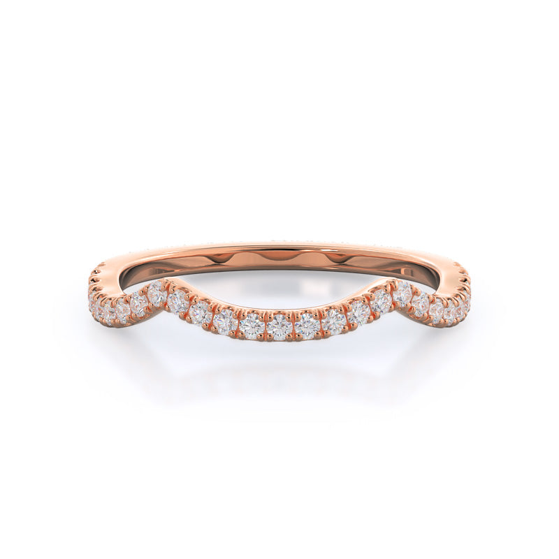 Forever Twisting Diamond Wedding Band with 18KT Rose Gold Cut Diamond in 14KT Rose Gold view 1

