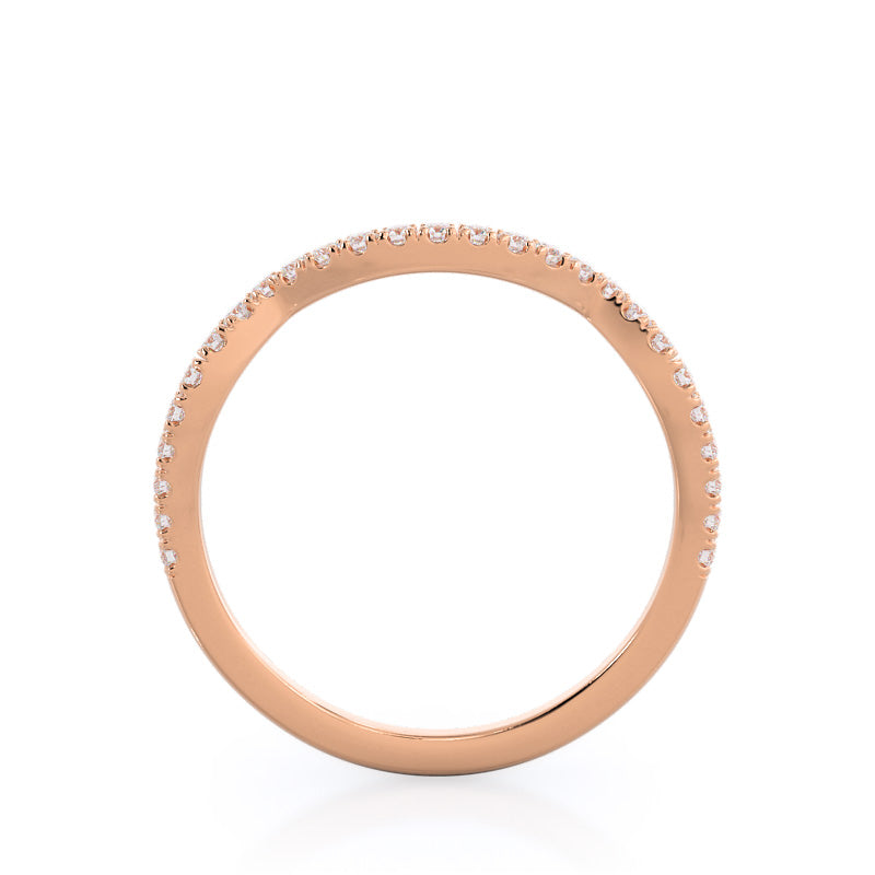 Forever Twisting Diamond Wedding Band with 18KT Rose Gold Cut Diamond in 14KT Rose Gold view 2
