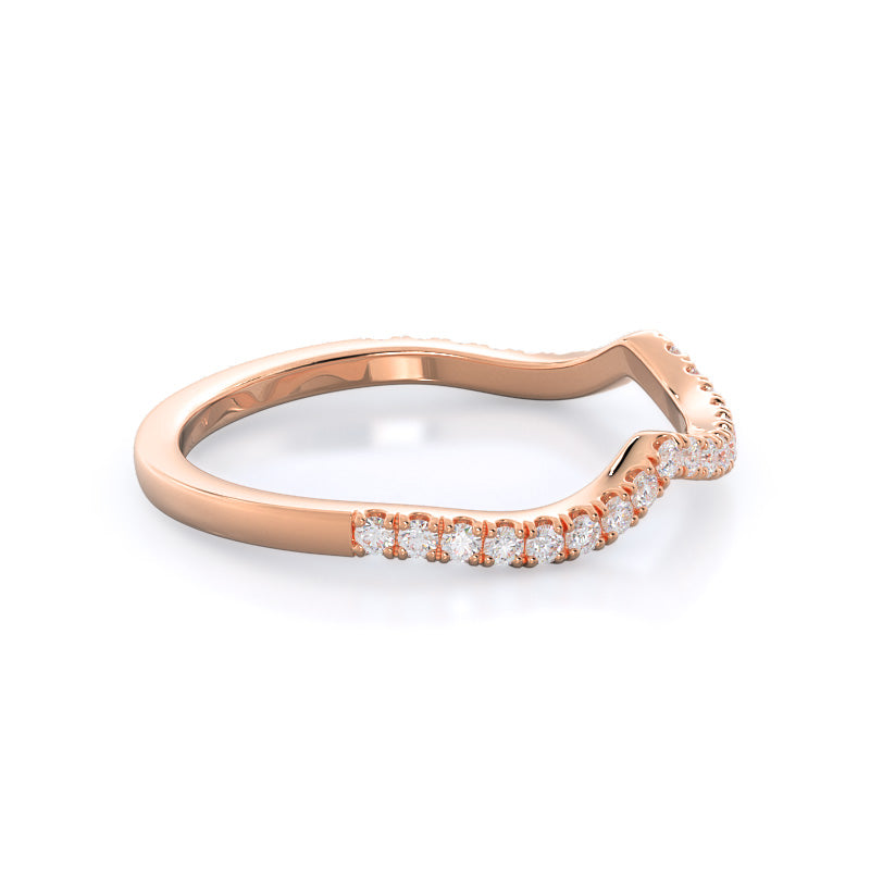 Forever Twisting Diamond Wedding Band with 18KT Rose Gold Cut Diamond in 14KT Rose Gold view 4
