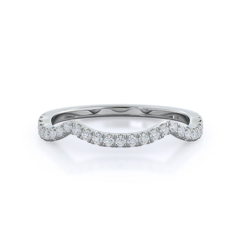 Forever Twisting Diamond Wedding Band with Platinum Cut Diamond in 14KT Platinum view 1
