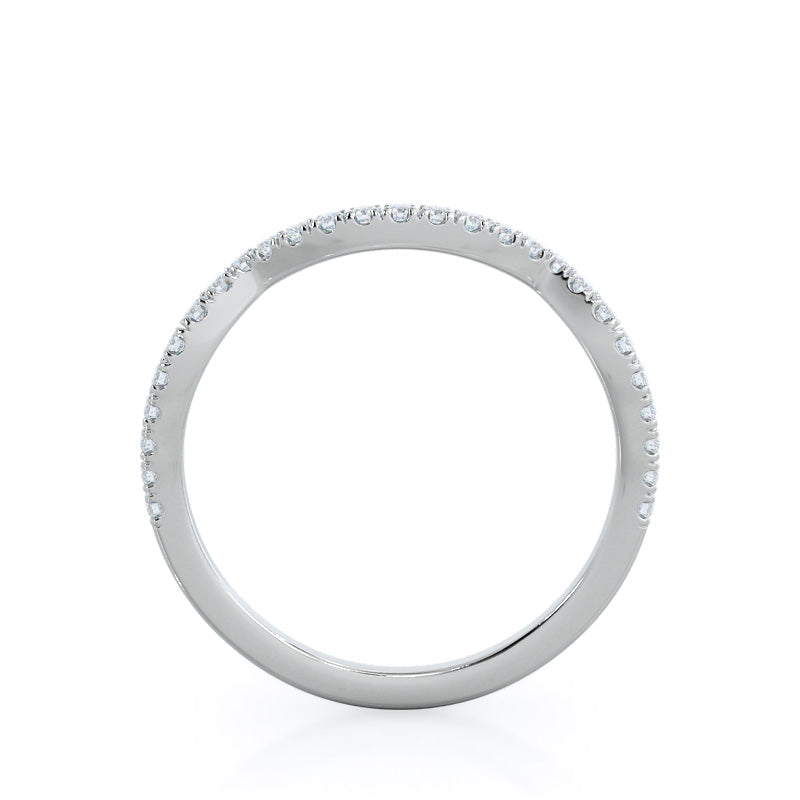 Forever Twisting Diamond Wedding Band with Platinum Cut Diamond in 14KT Platinum view 2
