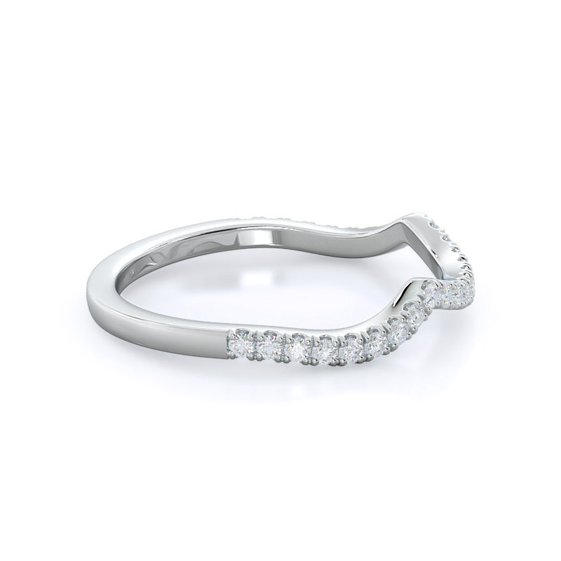 Forever Twisting Diamond Wedding Band with Platinum Cut Diamond in 14KT Platinum view 4
