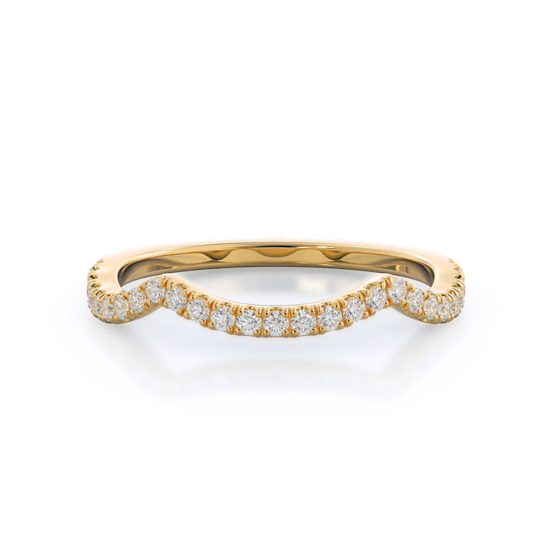 Forever Twisting Diamond Wedding Band with 18KT Yellow Gold Cut Diamond in 14KT Yellow Gold view 1
